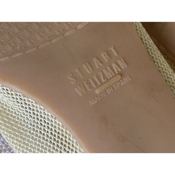 STUART WEITZMAN Leather Studded Cap-toe Mesh Tipper Flats shoes Women Gold 8.5 M - Picture 7 of 9
